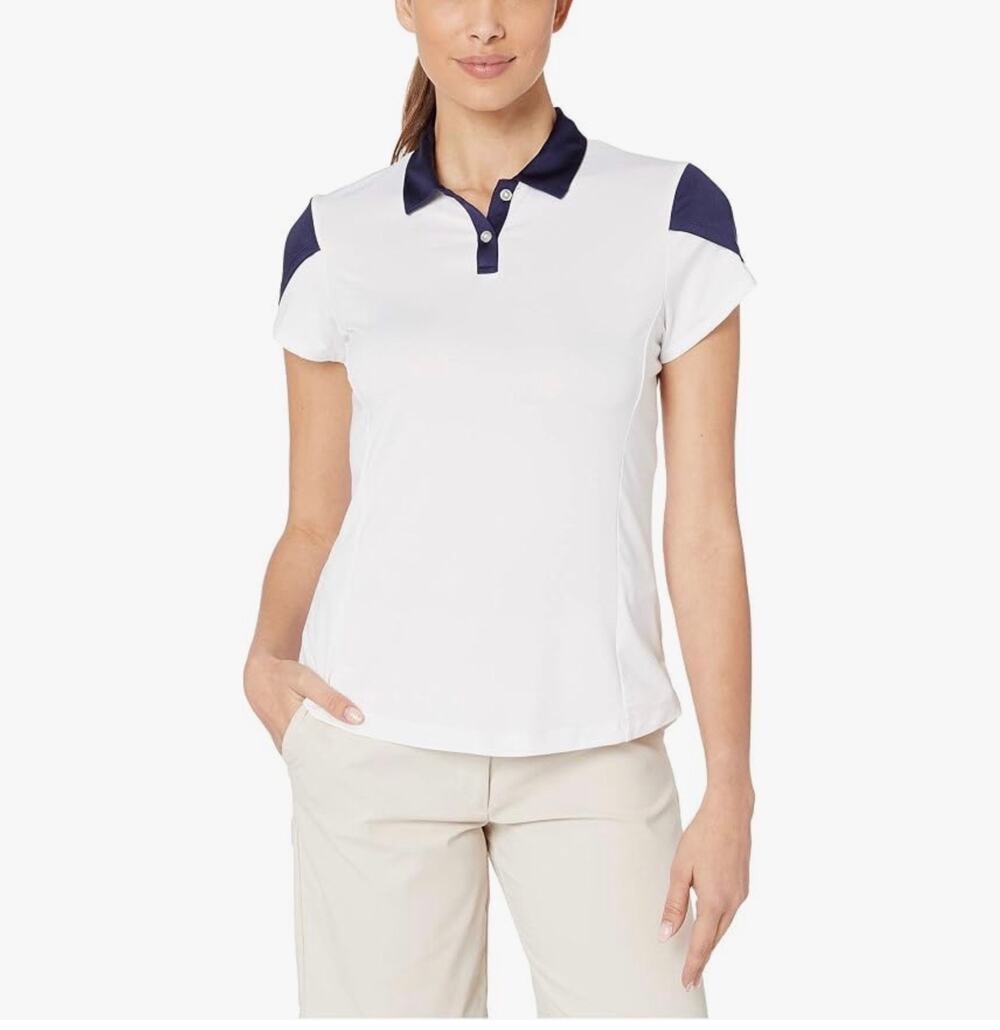 NWT CALLAWAY Women's Performance White & Navy Athletic Shirt Size XL